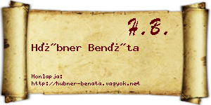 Hübner Benáta névjegykártya